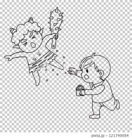 Bean-throwing line drawing 121740084