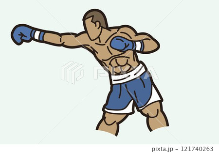 Boxing Sport Kickboxing Muay Thai Boxer Action Cartoon Graphic Vector Boxing Sport Kickboxing Muay Thai Boxer Action Cartoon Graphic Vector 121740263