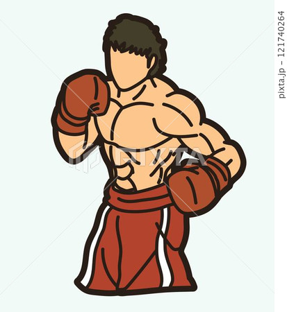 Boxing Sport Kickboxing Muay Thai Boxer Action Cartoon Graphic Vector Boxing Sport Kickboxing Muay Thai Boxer Action Cartoon Graphic Vector 121740264
