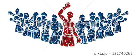 Group of Boxer Boxing Sport Kickboxing Muay Thai  Action Cartoon Graphic Vector 121740265