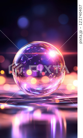 colorful bubble reflecting light in dreamy background 121740407