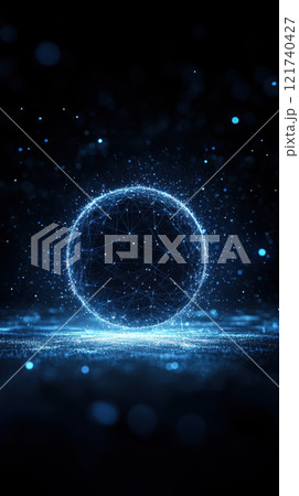 glowing blue sphere with network of connections glowing blue sphere with network of connections 121740427