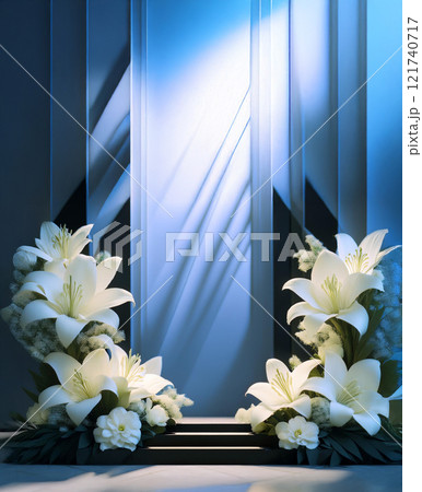ユリの花とシンプルな祭壇 121740717