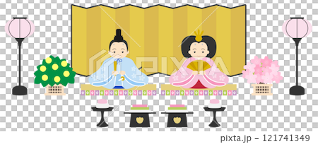 ひな人形とお飾りのイラスト-1 121741349