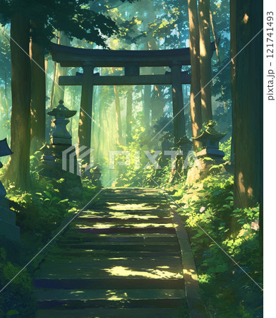 森の中の神秘的な鳥居　AI画像 121741493