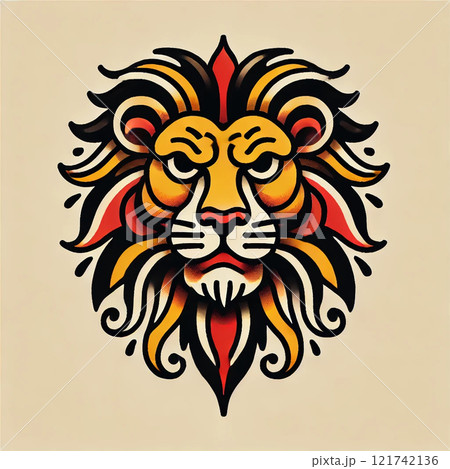 金色の背景に光る虎のイラスト 121742136