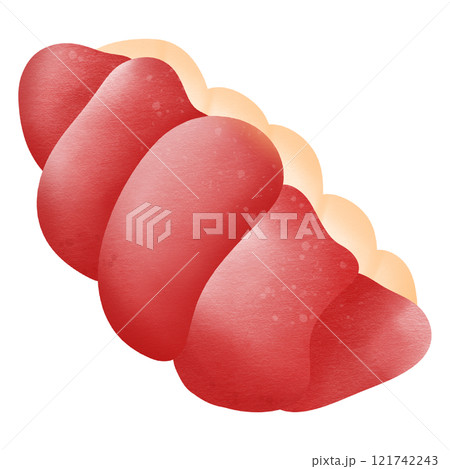Red croissant and cream hand drawn transparency illustration Red croissant and cream hand drawn transparency illustration 121742243