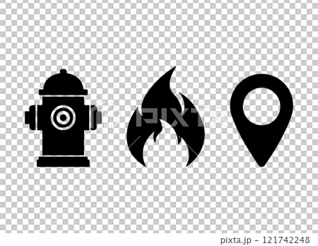 Fire hydrant flame pin icon 121742248