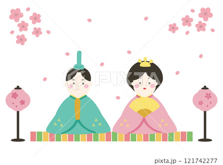 ひなまつり_かわいい_イラスト_雛人形_桃の節句01 121742277