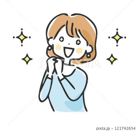 感激する女性のイラスト 感激する女性のイラスト 121742654