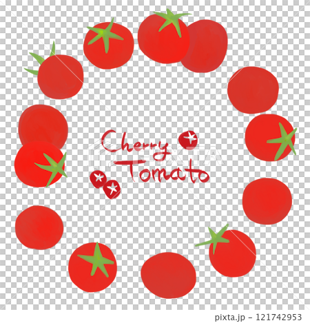 Round frame with cherry tomato text 121742953