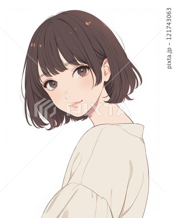 ボブカットの女性のポートレート　AI画像 121743063