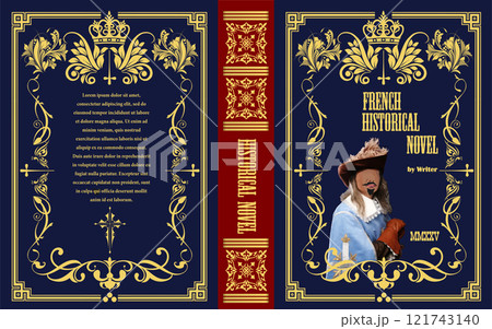 Book cover design featuring a musketeer posing with hand on hip, for a french historical novel Book cover design featuring a musketeer posing with hand on hip, for a french historical novel 121743140