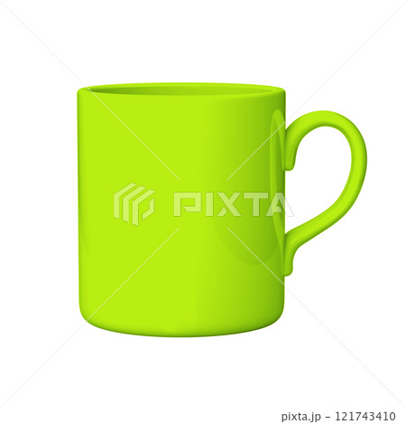 Green yellow coffee or tea mug, 3D illustration Green yellow coffee or tea mug, 3D illustration 121743410