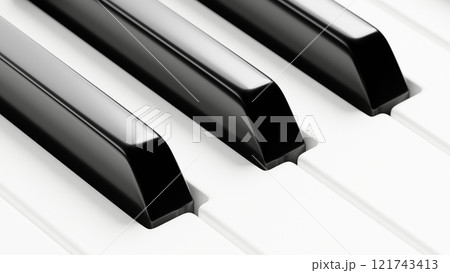 Piano keyboard close up view 3D illustration Piano keyboard close up view 3D illustration 121743413