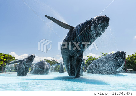 View of the Whale Water Square at the National Museum of Marine Biology and Aquarium in Kenting National Park of Pingtung, Taiwan. 121743475