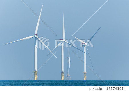 View of the Offshore wind power systems off the western coast of Taiwan. 121743914