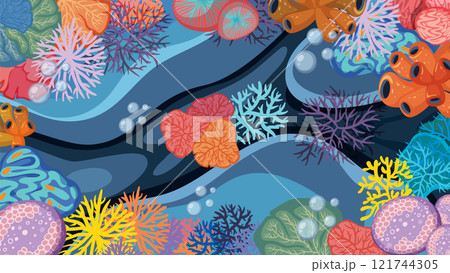 Vibrant Underwater Coral Reef Scene 121744305