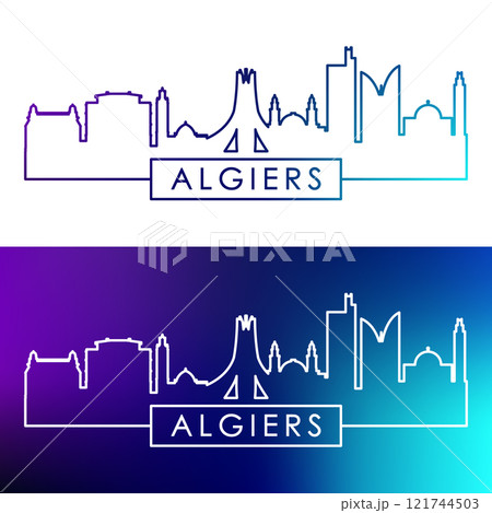 Algiers skyline. Colorful linear style. 121744503
