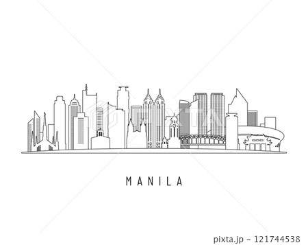 Detailed Manila skyline vector illustration. 121744538