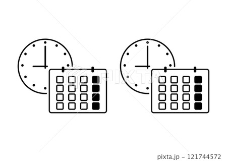 時計とカレンダーのアイコンセット 121744572