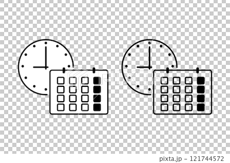 時計とカレンダーのアイコンセット 121744572