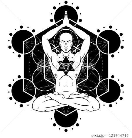 Meditating Man with Metatron Background 121744715