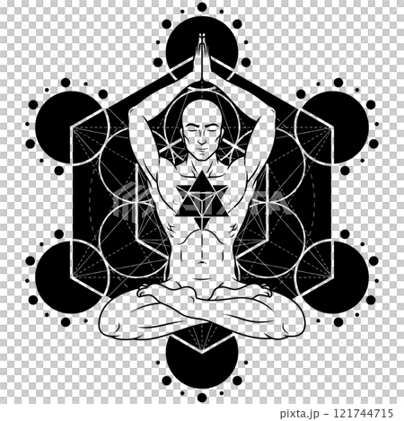 Meditating Man with Metatron Background 121744715