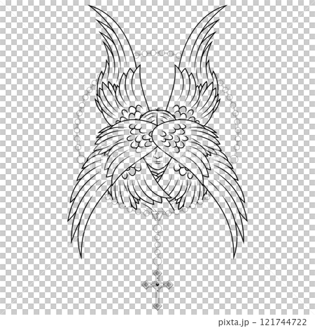 Praying hands with christian rosary 121744722