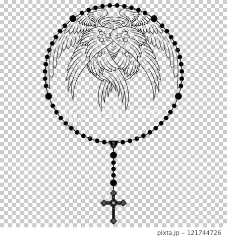 Praying hands with christian rosary 121744726