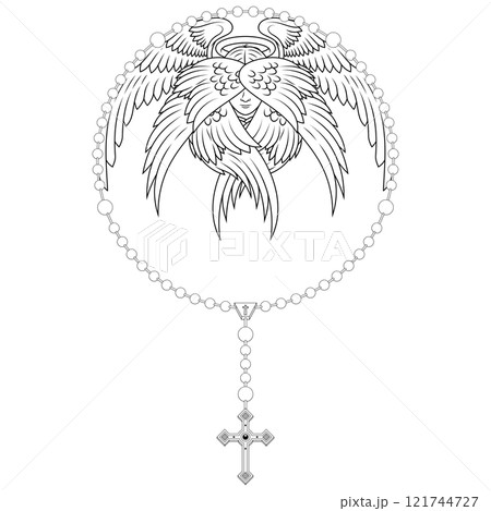 Praying hands with christian rosary 121744727