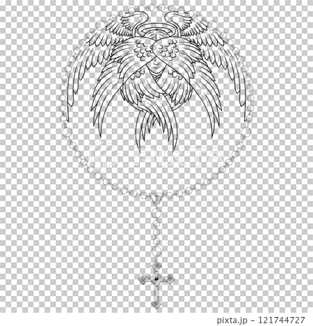 Praying hands with christian rosary 121744727