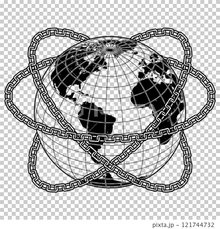 Planet earth surrounded by chains 121744732