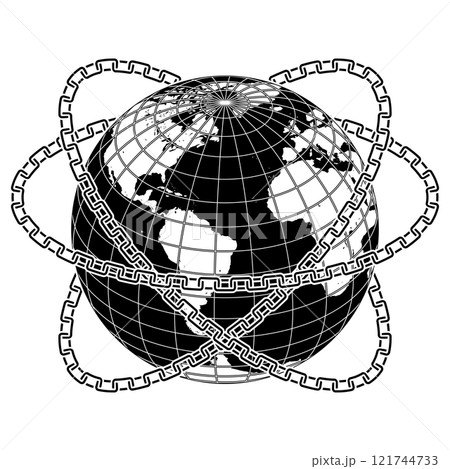 Planet earth surrounded by chains 121744733