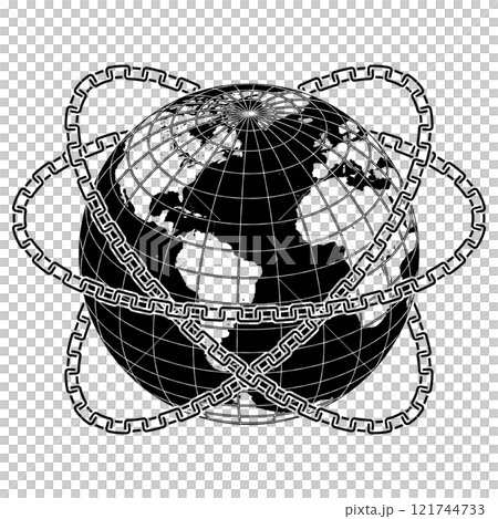 Planet earth surrounded by chains Planet earth surrounded by chains 121744733