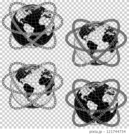 Planet earth surrounded by chains 121744734