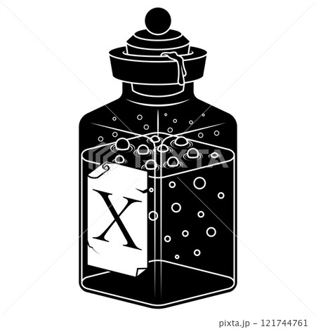 Glass bottle with poisonous substance with Glass bottle with poisonous substance with 121744761