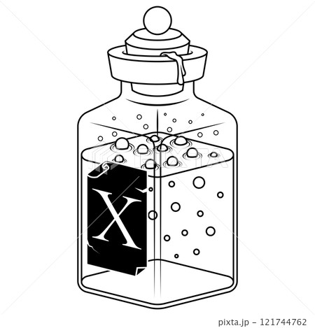 Glass bottle with poisonous substance with Glass bottle with poisonous substance with 121744762