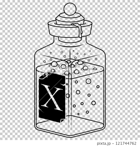 Glass bottle with poisonous substance with Glass bottle with poisonous substance with 121744762