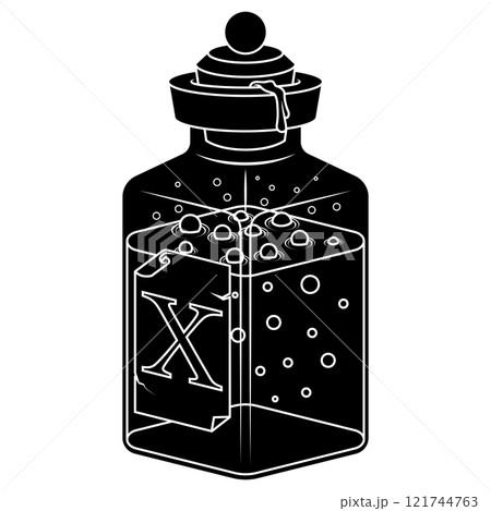 Glass bottle with poisonous substance with 121744763