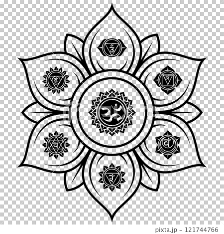 Lotus flower with chakras symbol Lotus flower with chakras symbol 121744766