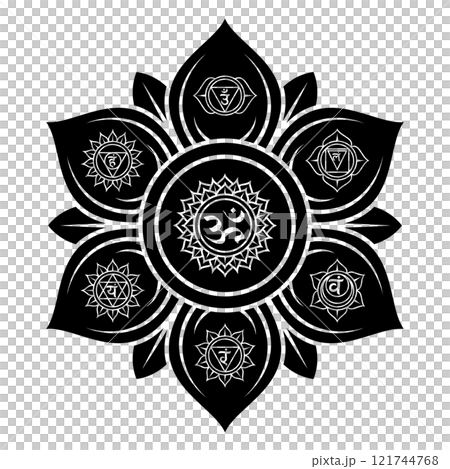 Lotus flower with chakras symbol 121744768