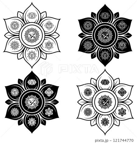 Lotus flower with chakras symbol 121744770