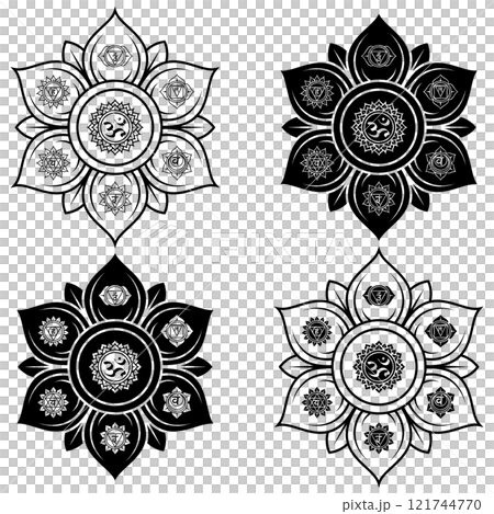 Lotus flower with chakras symbol 121744770