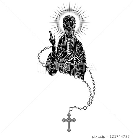 Santiago apostle with catholic rosary 121744785