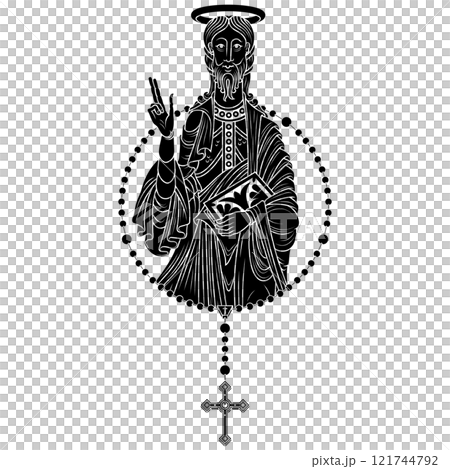 Santiago apostle with catholic rosary 121744792