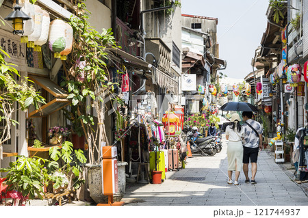 The old building view of Shennong Street in Tainan, Taiwan, has become a hub of culture creation and art distribution in recent years. 121744937