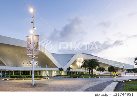 Night view of the National Kaohsiung Center for the Arts (Weiwuying), Taiwan. The site was originally a military compound and was reconstructed as an arts center. Night view of the National Kaohsiung Center for the Arts (Weiwuying), Taiwan. The site was originally a military compound and was reconstructed as an arts center. 121744951