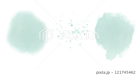 Pastel mint abstract watercolor stains and splashes. Illustration set isolated from background. Hand drawn brush strokes and spatters. Textures for your designs. Pastel mint abstract watercolor stains and splashes. Illustration set isolated from background. Hand drawn brush strokes and spatters. Textures for your designs. 121745462