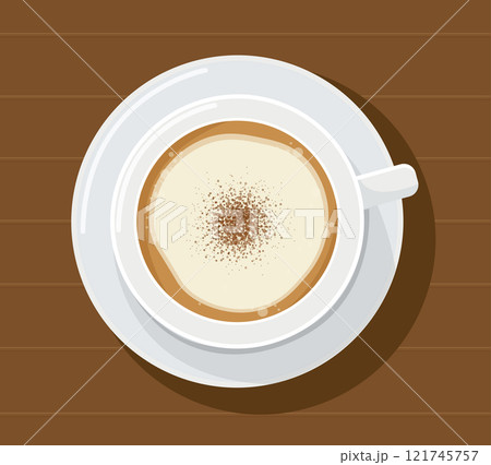 Top view Hot coffee in white cups. vector illustration Top view Hot coffee in white cups. vector illustration 121745757